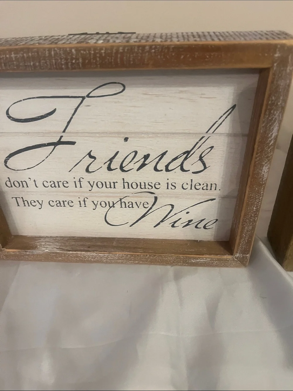 Kirklands White and Brown 'Home' and 'Friends' Wooden Frame Pair
